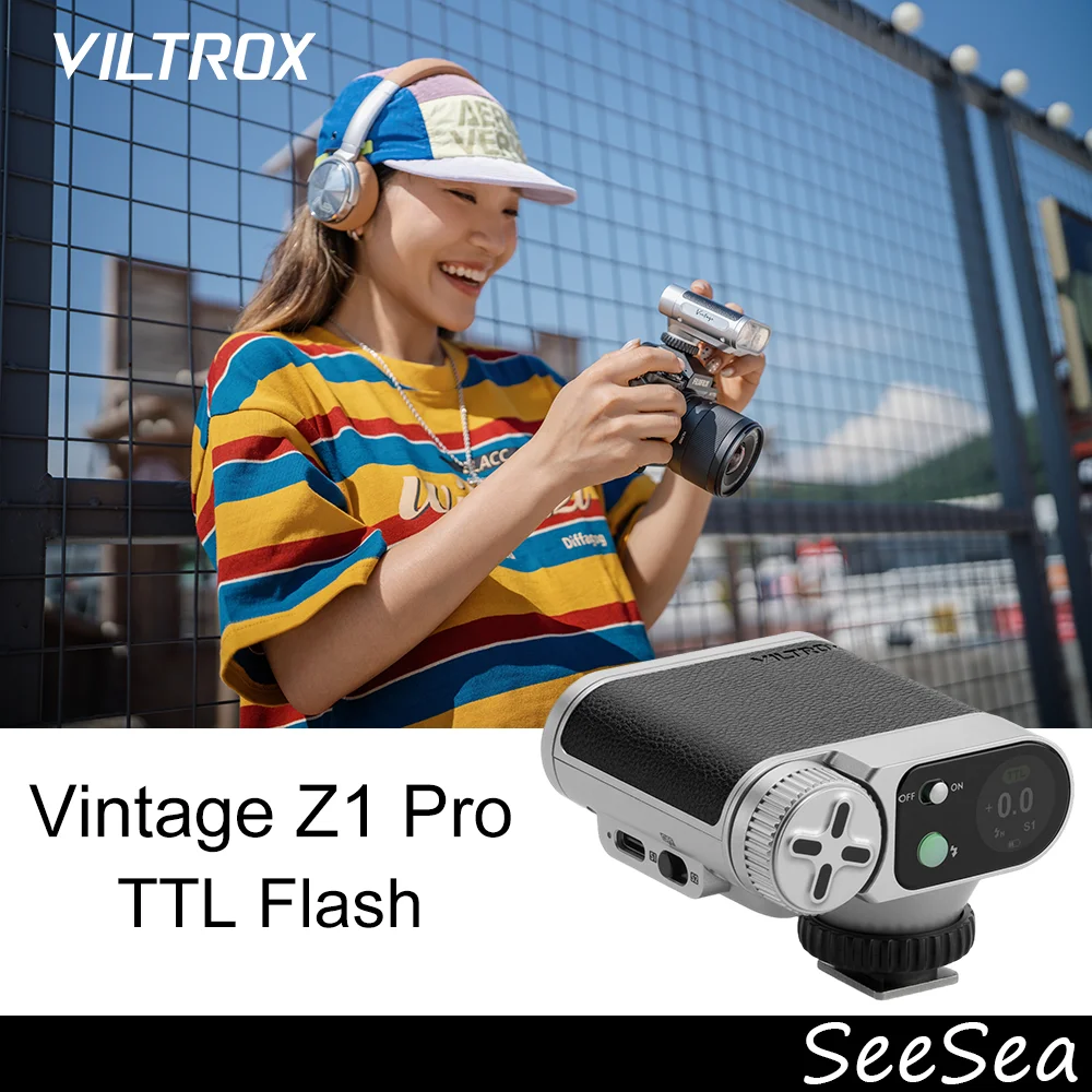Flash para Cámara Viltrox Vintage Z1 Pro, Luz de Medición Automática TTL de Alta Velocidad, Luz de Relleno Externa Ligera y Portátil