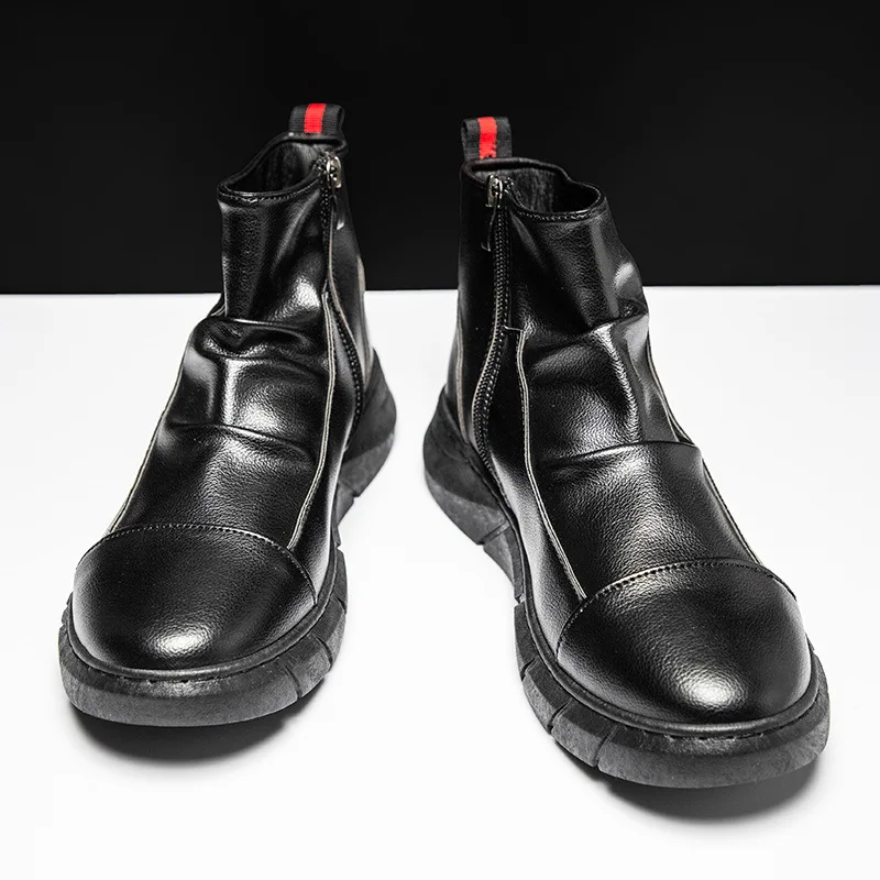 Fashion Men Leather Shoes Chelsea High Top Boots Waterproof Comfortable Platform Work & Safety Boot 2026 Trends Motorcycle Boots