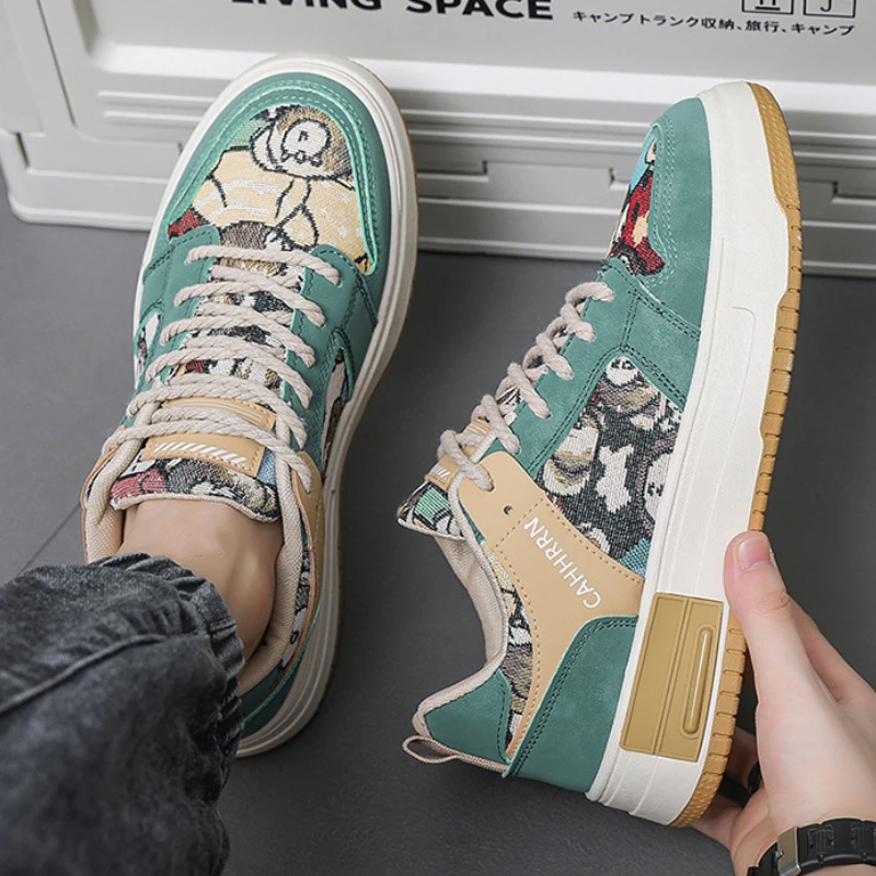 

Men Shoes Spring Fashion Vulcanized Shoes Lace-up Platform Sneakers Luxury Designer Tennis Shoes Graffiti Casual Shoes for Men