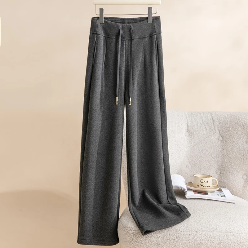 

LU High Waist Wide Leg Pants Draped Slim Fit Fce Lined Thiened Loose Feeling Casual All Match Long Trousers