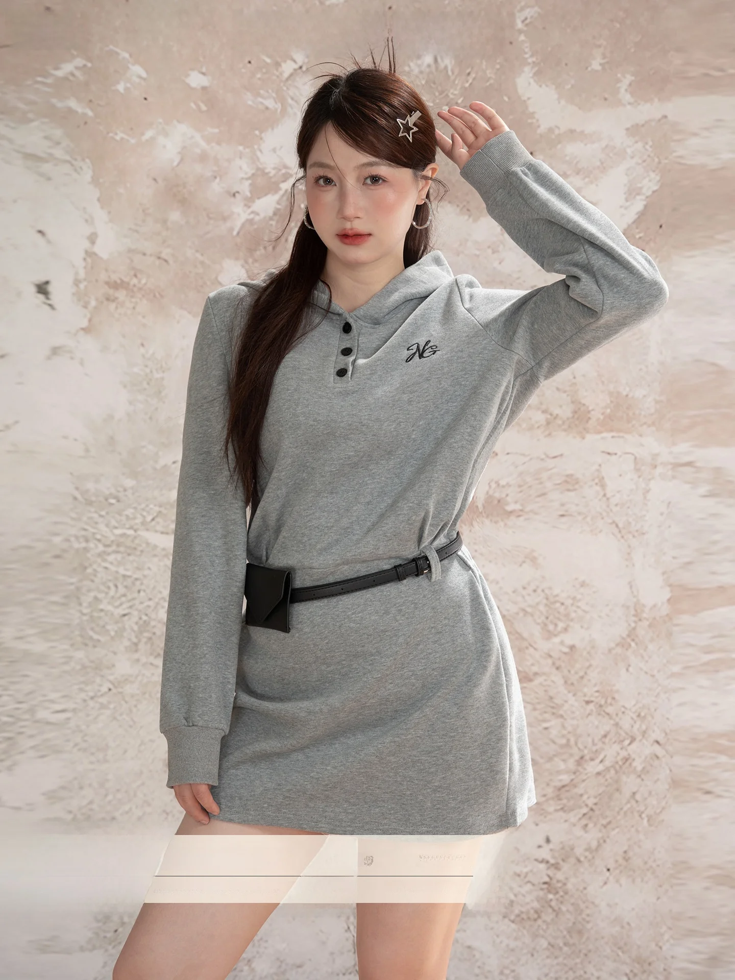 

Худи Heynew College Sle для женщин больших размеров, свободного кроя, с эффектом похудения, повседневная толстовка из смесового хлопка и полиэстера