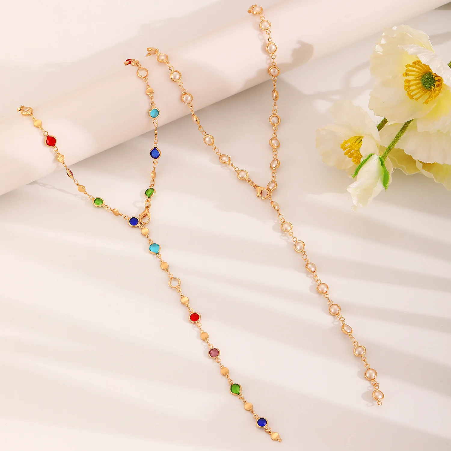 Fashion Colorful Crystal Pearl Necklace For Women Jewelry 2024 Trending New Luxury Women's Y Long Sweater Necklaces Colar Kolye