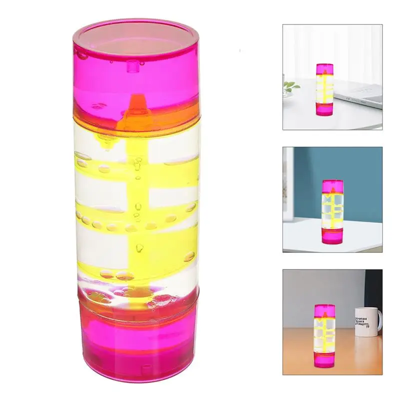 Desktop Oil Hourglass Bubbler Bright Color Liquid Sensory Play Toy Cylindrical Rotary Table Oil Drop Oil Leak Water Drop Timer