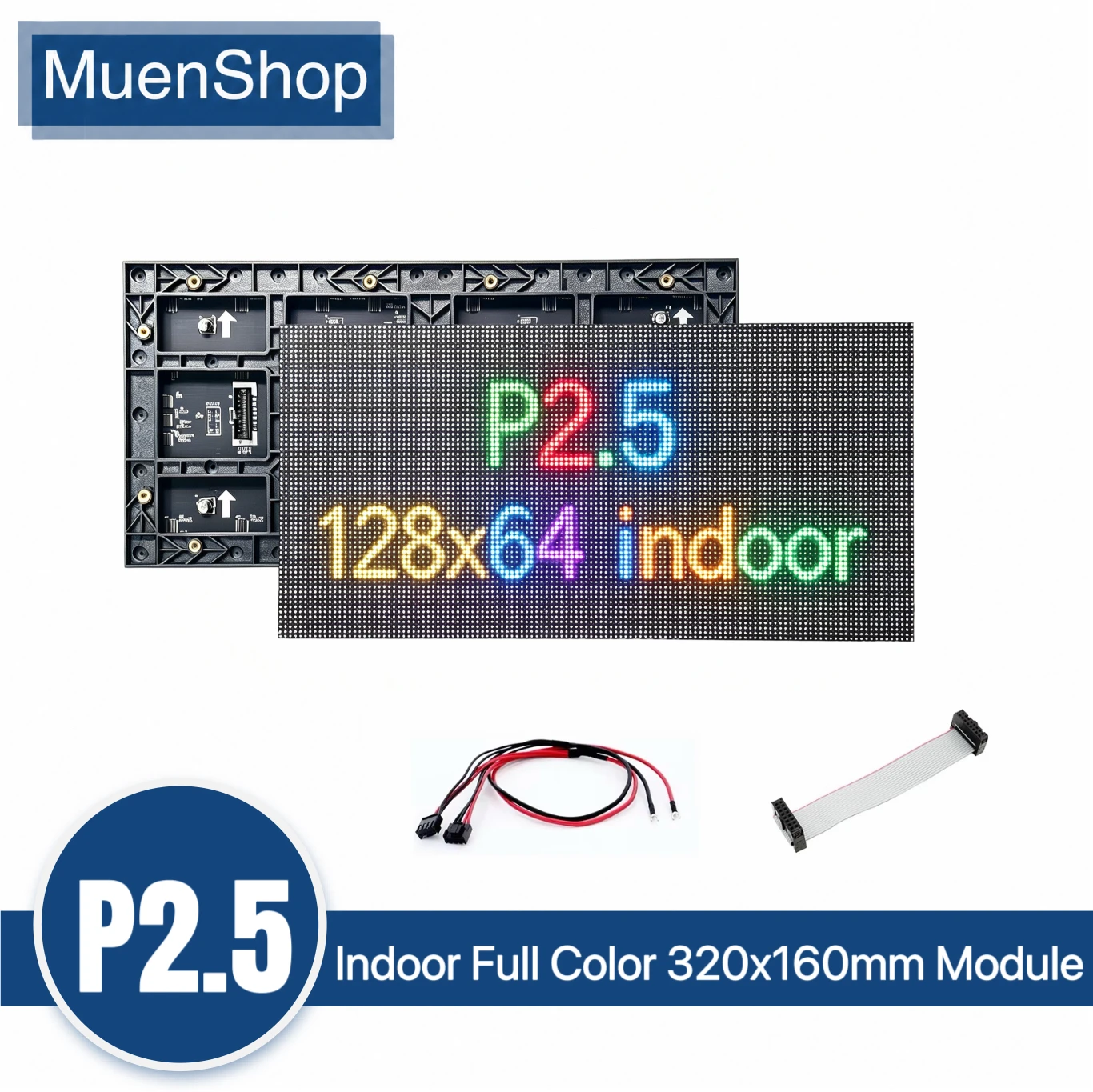 Muen P2.5 LED Screen Panel Module Indoor 320x160mm 128x64 Pixels 1/32 Scan SMD RGB Full Color P2.5 LED Display Panel Module