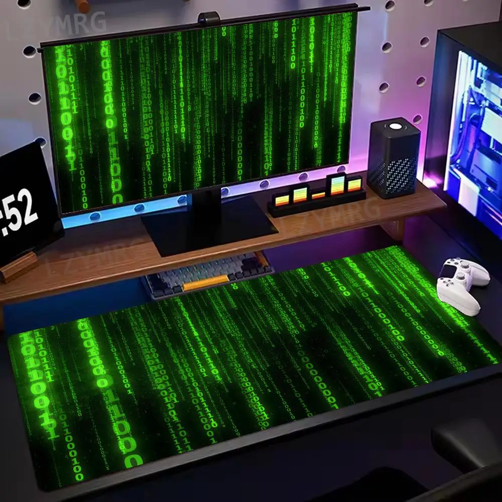 Matrix Binary Code Mauspad, große Gummiunterseite, rutschfest, PC-Schreibtischzubehör, Mauspad für Büro und Gamer, Tastaturmatten, Dekormatte