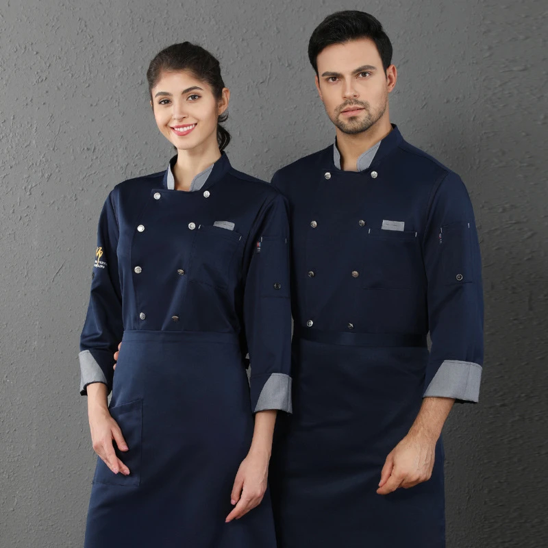 Küche Backen Catering Food Service Overalls Langarm Atmungsaktive Zweireiher Küche Werkzeug Restaurant Arbeiter Uniform