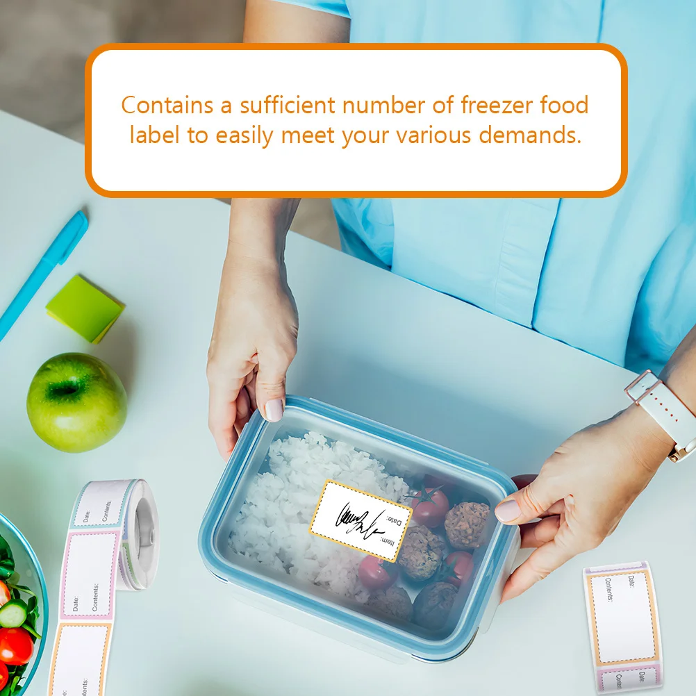 

4 рулона самоклеящихся этикеток для банок с едой, наклейки, съемные контейнеры для хранения в морозильной камере, органайзер, классификационные этикетки для банок с едой