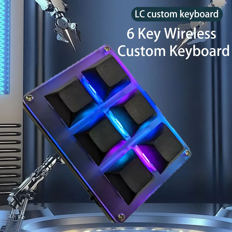 6-Key Wireless Custom Keyboard 2.4G USB Bluetooth Triple Mode Hot-swappable Buttons Key Customization