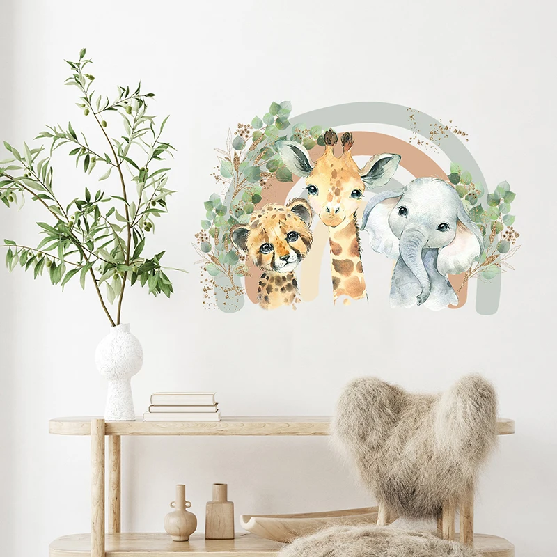 

Cartoon Animals Wall Stickers Bear Elephant Giraffe Rabbit Leopard Animals Wall Stickers Kids Room Baby Room Nursery Wall Decals