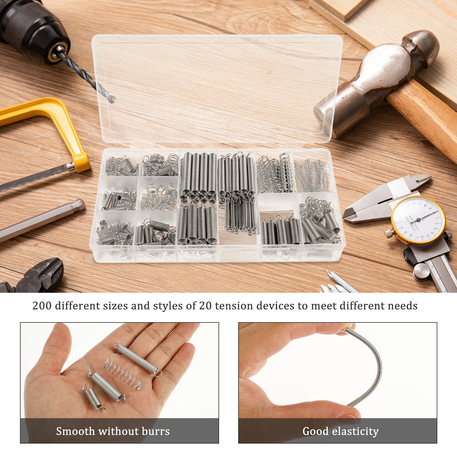 200 قطعة مجموعة متنوعة من زنبرك الضغط والتمديد 20 مقاسات مختلفة 4 مللي متر إلى 9 مللي متر تشكيلة نوابض معدنية فضفاضة من الفولاذ #6