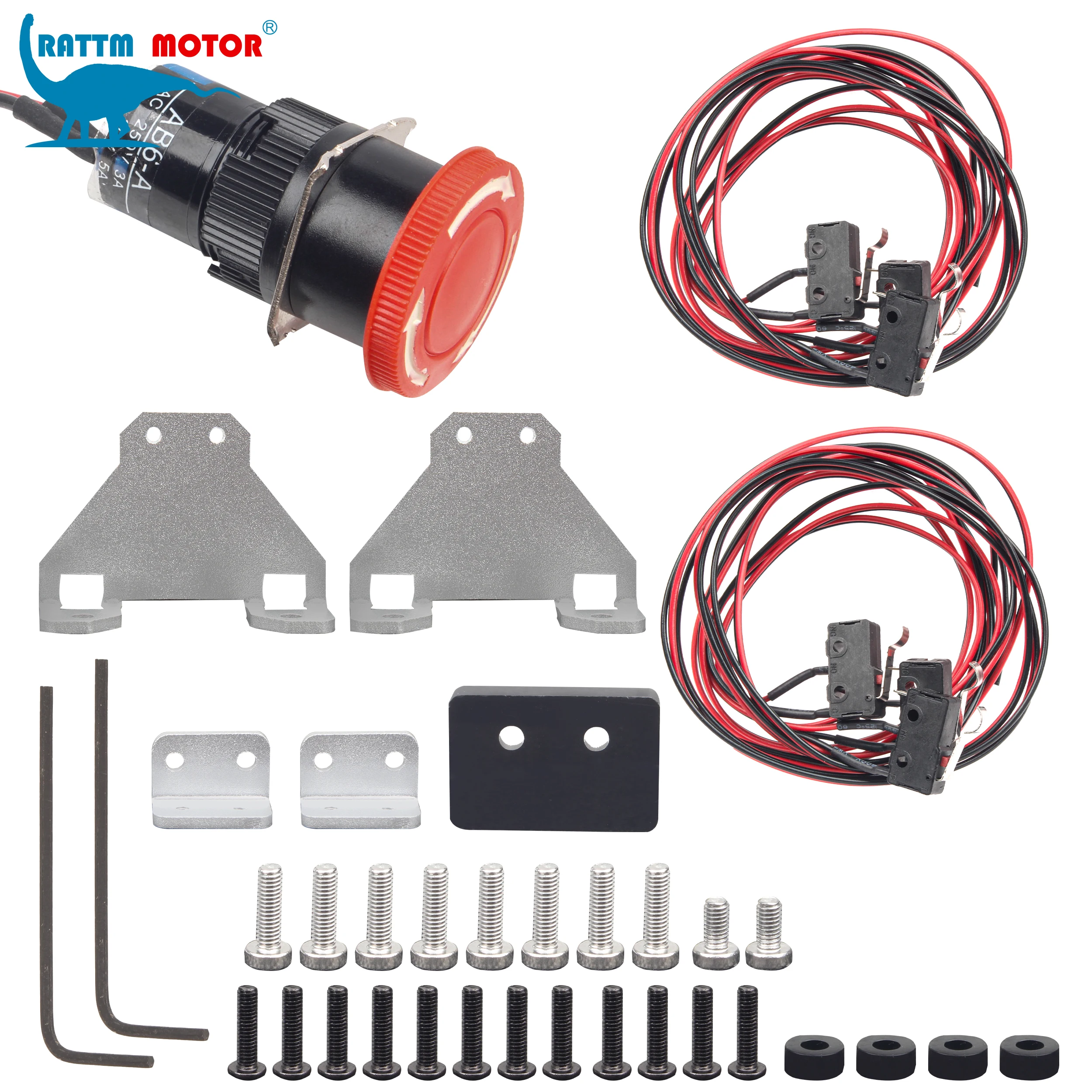 Limit Switch with E-Stop Button Kit 6 Micro Limit Switches with 2-Pin Connector For CNC 1610 pro 3018 / Pro / Max / Plus
