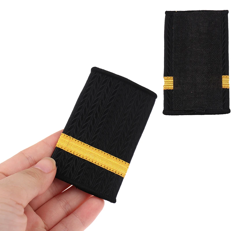 1 Pair Epaulettes Professional Uniform Epaulets Gold Stripe Shoulder Badges