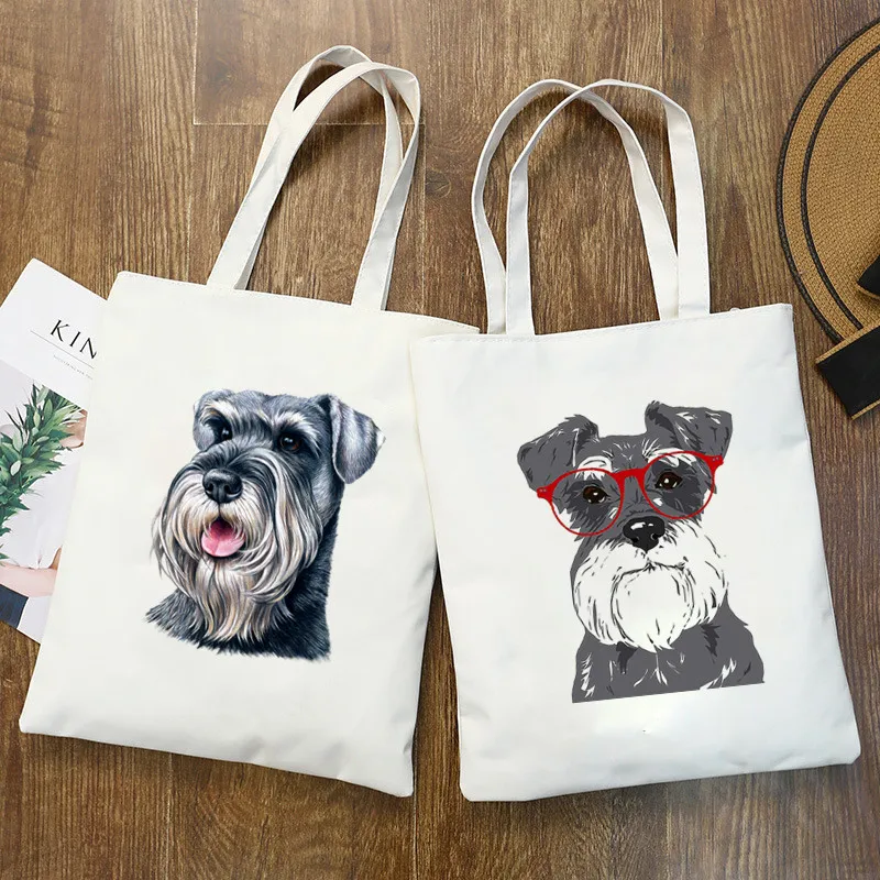 A Schnauzer Stole My Heart พิมพ์ผ้าใบกระเป๋าผู้หญิงไหล่กระเป๋าแฟชั่นขนาดใหญ่ความจุ Shopper สุภาพสตรีกระเป๋า Tote กระเป๋า