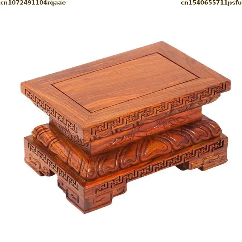 High Quality Standing Flower Base Sandalwood Miniature Display Stand Figurines Vase Flower Pot Sorting Table Bonsai Plant Shelf