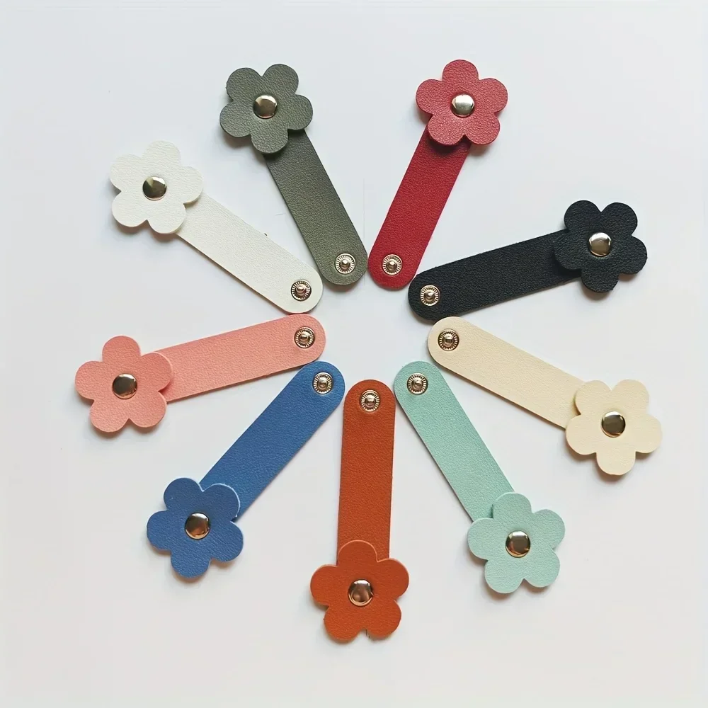 3pcs-Flower-Shaped Cable Ties, Data & Earphone Cord Organizer Clips, Scarf&Tablecloth Decor, Mixed Color, Non-Washable