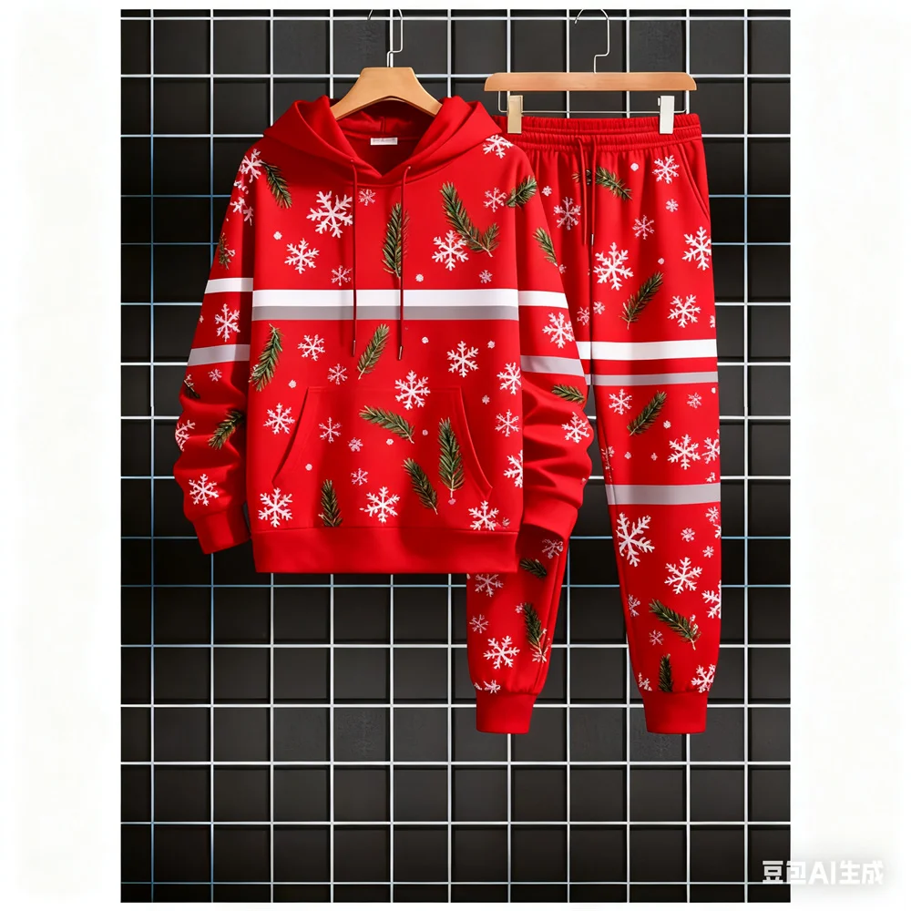 

Men's sweatshirt set autumn Santa Claus pattern hoodies for man new in hoodies & sweatshirts Hoodie two-piece set Christmas gift