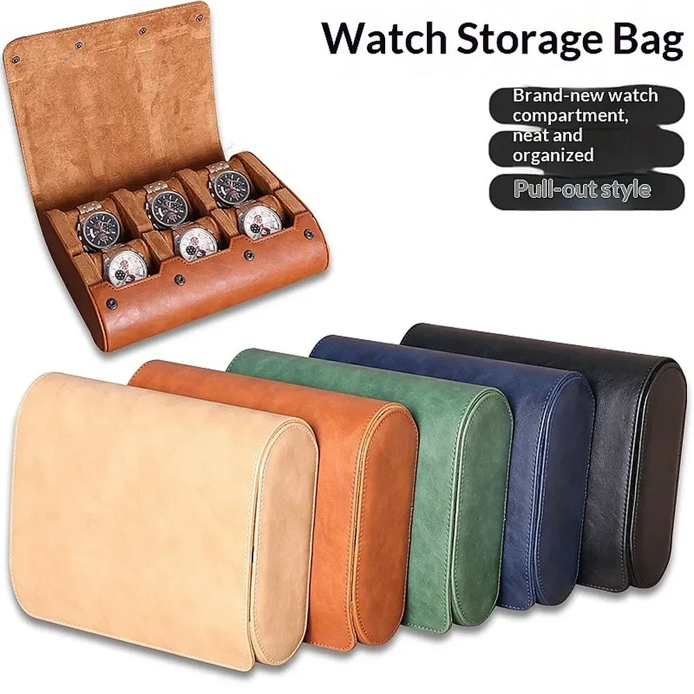 6-Watch Pull-Out Storage Bag Waterproof Hard Case with Removable Pillow