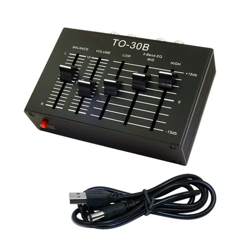 AA08-To-30B DC5V Audio estéreo EQ preamplificador equilibrado de tres bandas alto medio y bajo Control de volumen de equilibrio de Audio