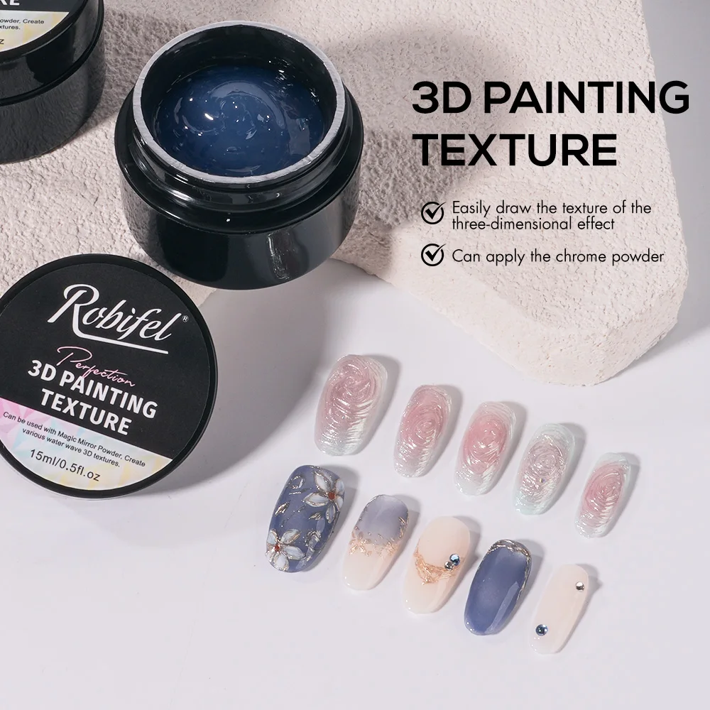 French Style Long Lasting 3D Painting Texture Carving  Art Design Semi-cured Gel Nail Polish Gummy Candy Gel Polish