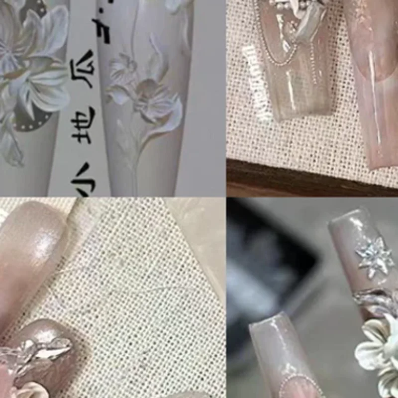 Flowers Nail Silicone Relief Flower Basket Shape Nail Art Mold 3D Nail Decoration Accessories Manicure Tool