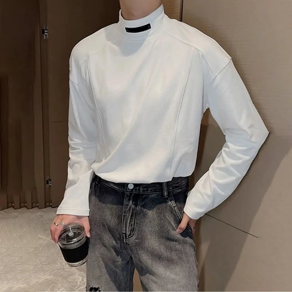 

Футболка Y2k Мужская однотонная, Повседневная Уличная одежда, простая Корейская версия, верхняя одежда унисекс, осень 2024