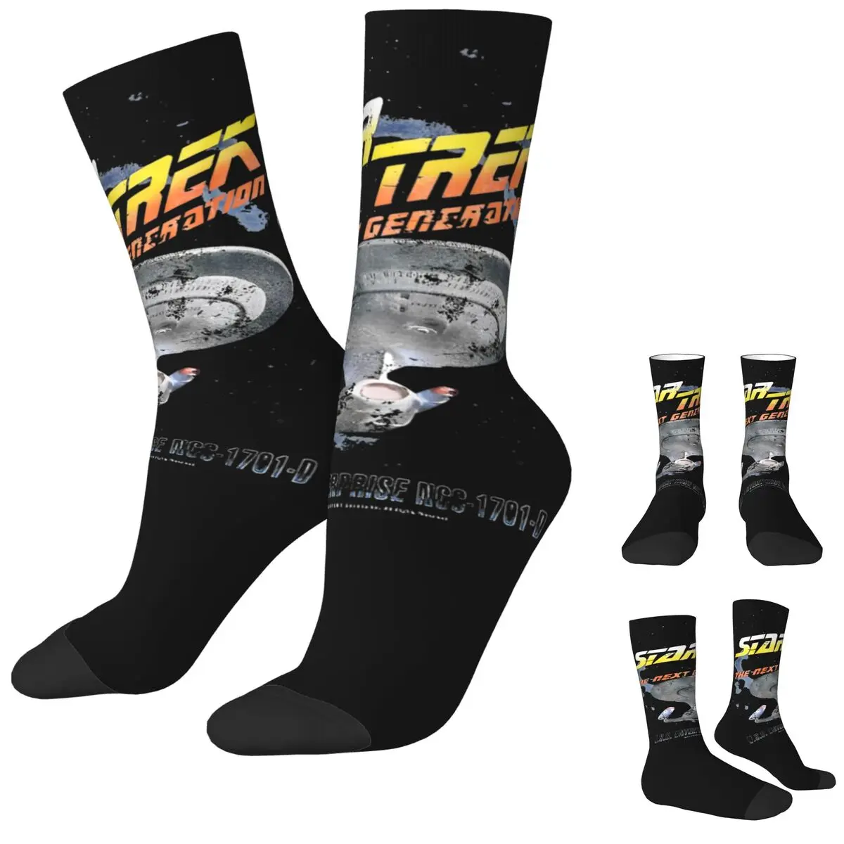 The Nexts Generation Retro Enterprise Poster Stockings Men Stared Treked Socks Breathable Socks Autumn Non-Slip Socks Gift Idea