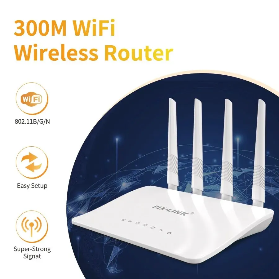 PIXLINK WR21Q WIFI Router Range Repeater 802.11 B /g/n 2.4G 300Mbps 4 Antennas Routers Repeator