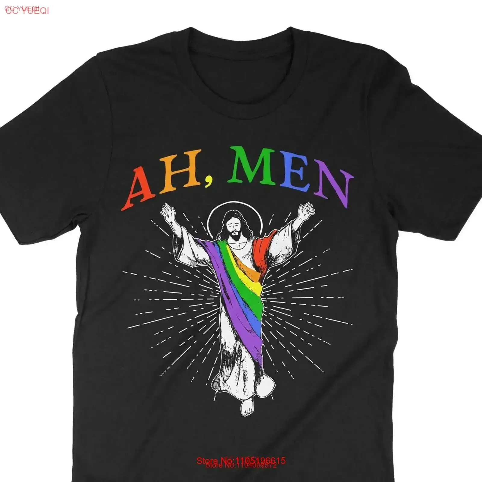 Ah Men Jesus LGBT T Shirt LGBTQ Pride Month Support Parade Gender Equality Gay Lesbian vintage Washed Stretched Casual Slightly