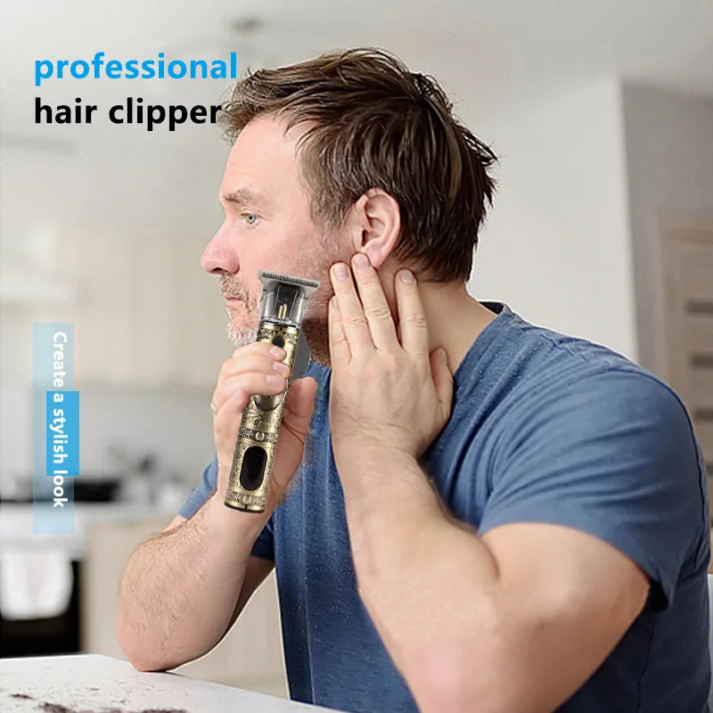 LCD Digital Display USB Charging Electric Electric Push Scissor Engraving Electric Fader Professional Haircut