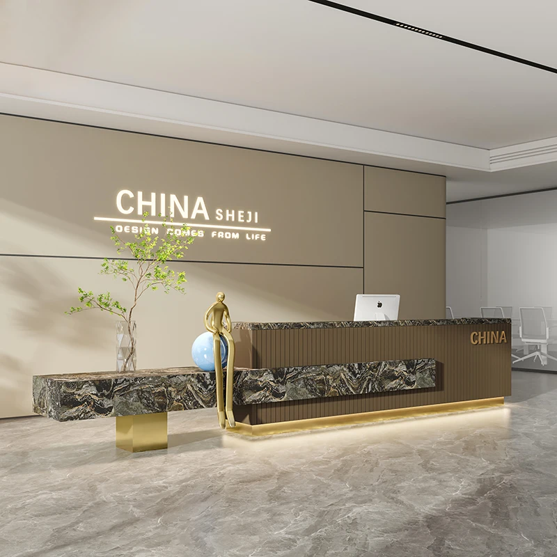 Luxury Beauty Reception Desks Modern Shelves Restaurant Minimalist Reception Desks Organizers Mostrador Commercial Furniture