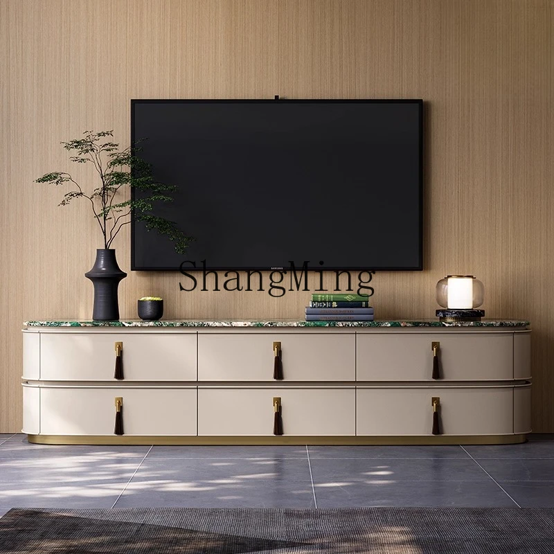 

CL light luxury TV cabinet large apartment marble living room fashionable modern high-end floor cabinet coffee table combination