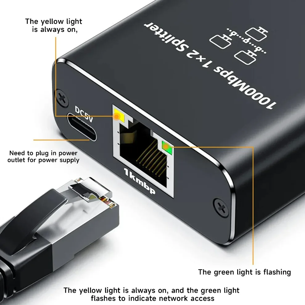 Gigabit Ethernet Switch Rj45 Splitter LAN Gigabit Extension Adapter 1000Mbps Network Connector For PC Laptop TV Box Router