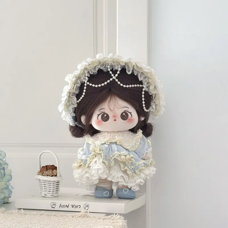 

Оригинальный комплект одежды для хлопковых кукол 20 см: милый кружевной сарафан в стиле послеобеденного чаепития с жемчужным бантом для мягких плюшевых кукол