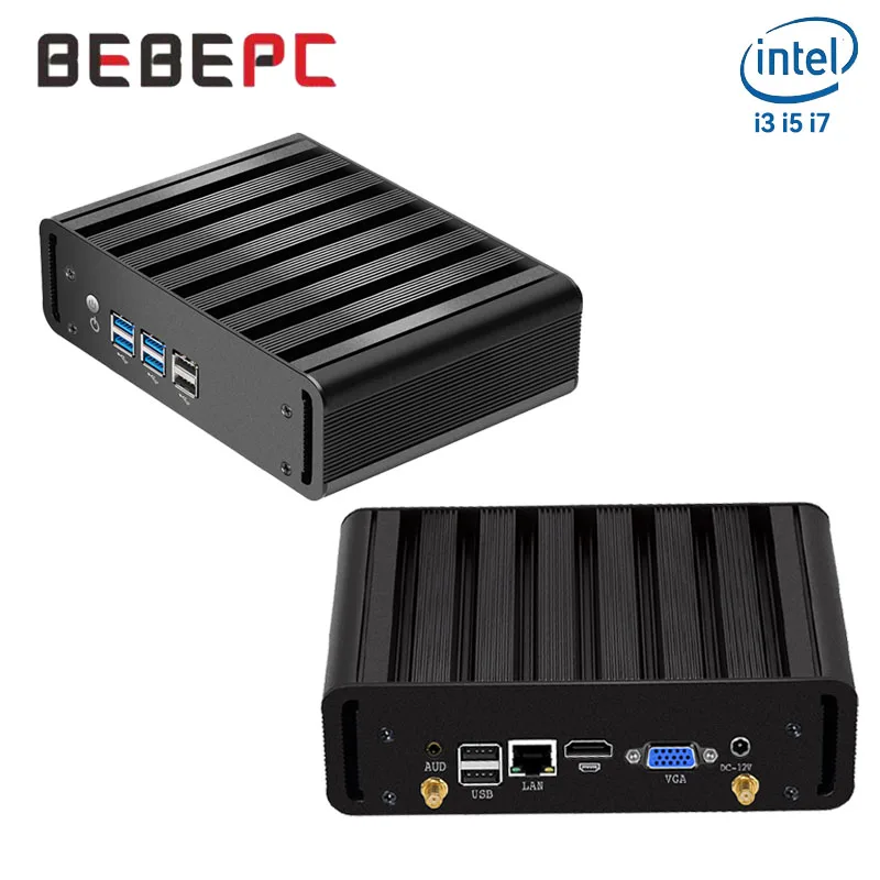 BEBEPC Mini PC industriale con supporto Inter Core i3 i5 i7 Computer WiFi Linux con 4xUSB3.0 4xUSB2.0 1xHDMI 1xVGA Win10 Ready