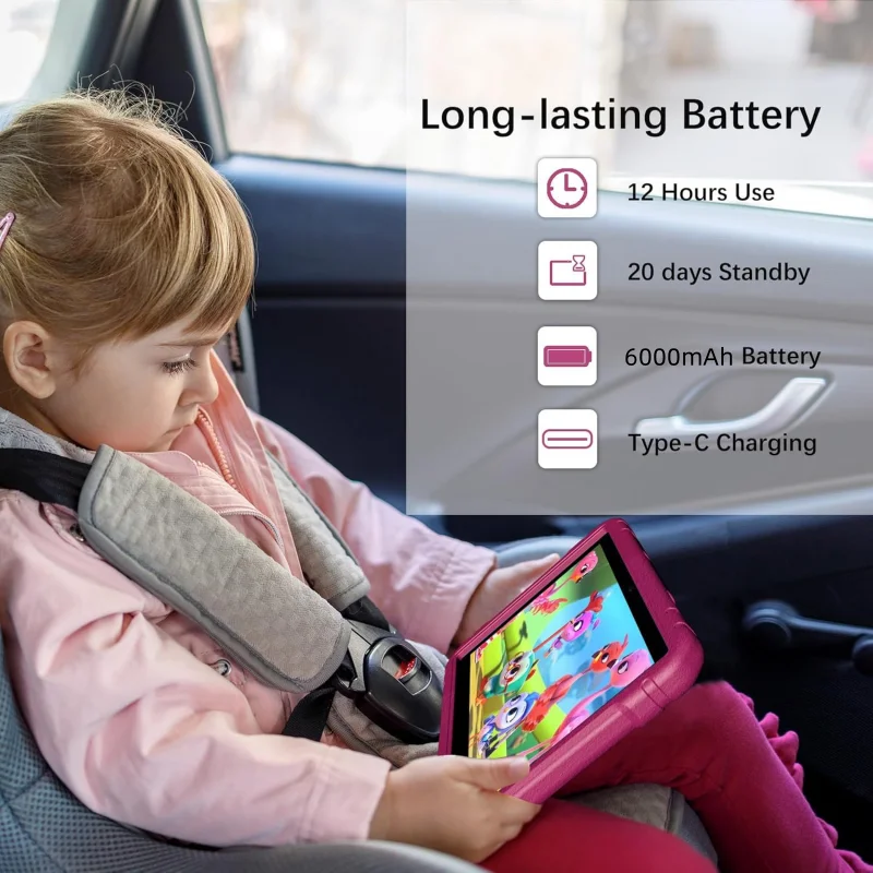 Custodia in silicone regalo Type-C Tablet Android 13 da 10.1 pollici per bambini Allwinner A523 8 core 4 GB RAM 64 GB ROM 1280 x 800 IPS 6000 mAh