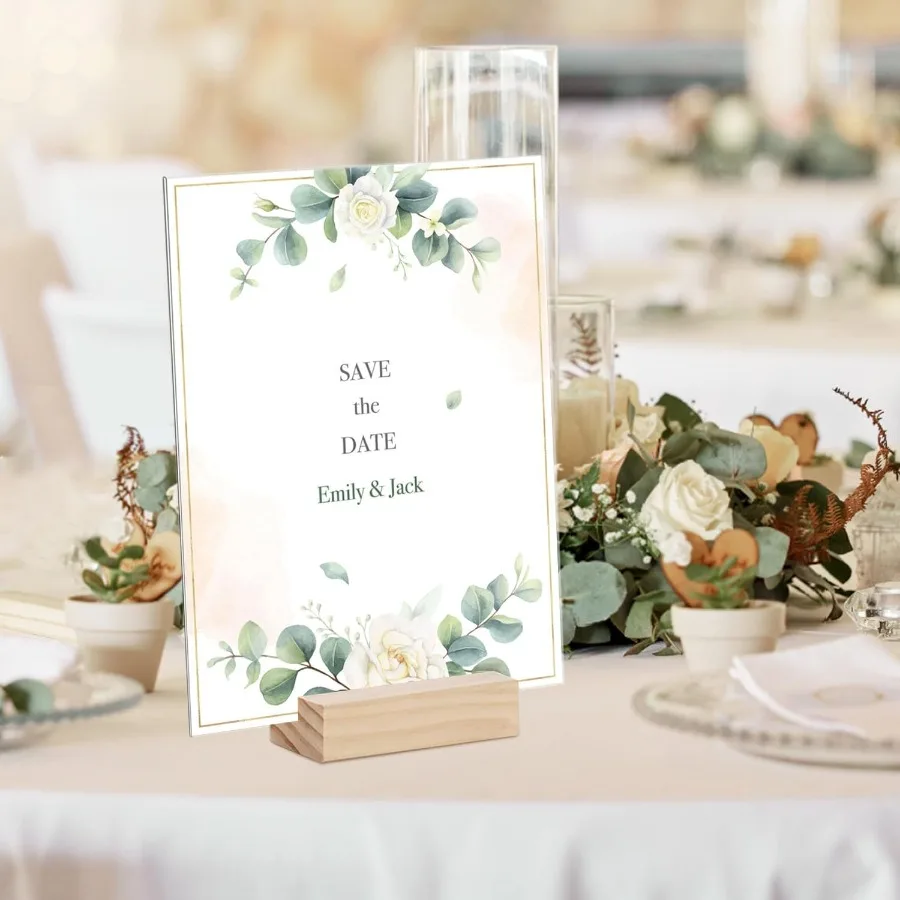 10 قطعة أصحاب بطاقة مكان الخشب أصحاب علامة الخشب حامل رقم الجدول تقف حامل الصورة لي حامل بطاقة لحفل الزفاف التجزئة Sho #5