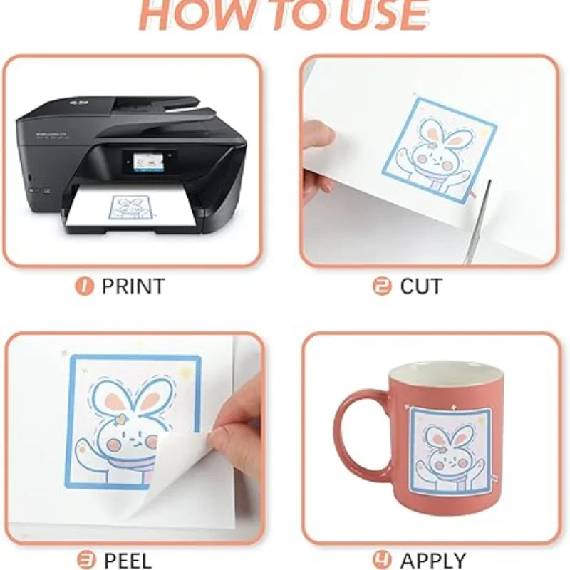 HTVRONT Printable Vinyl Sticker Paper Waterproof Printable Vinyl for Laser & Inkjet Print 8.5"x11" Glossy White printable vinyl