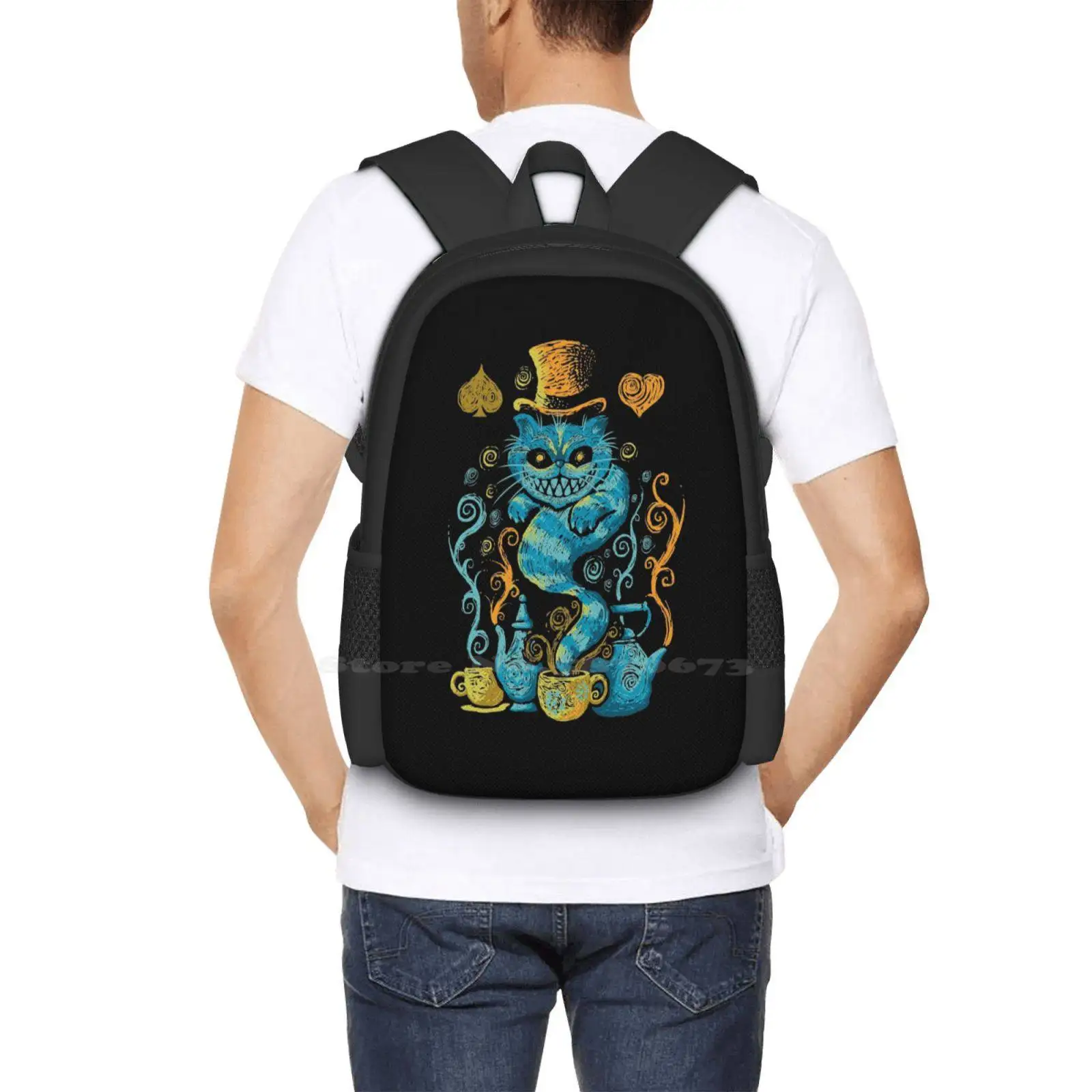 Wonder cat Impressionen Schult aschen Reise Laptop Rucksack van Gogh Impressionismus Katze Tee Hutmacher Popkultur Literatur Tier