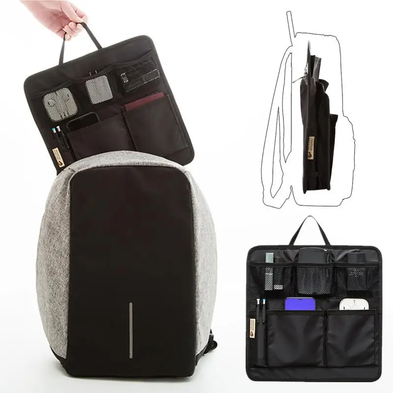 Sac à dos en nylon multi-poches pour étudiants, inserts de sacs de rangement, insert de sac à cosmétiques, sacs de doublure, accessoires de voyage