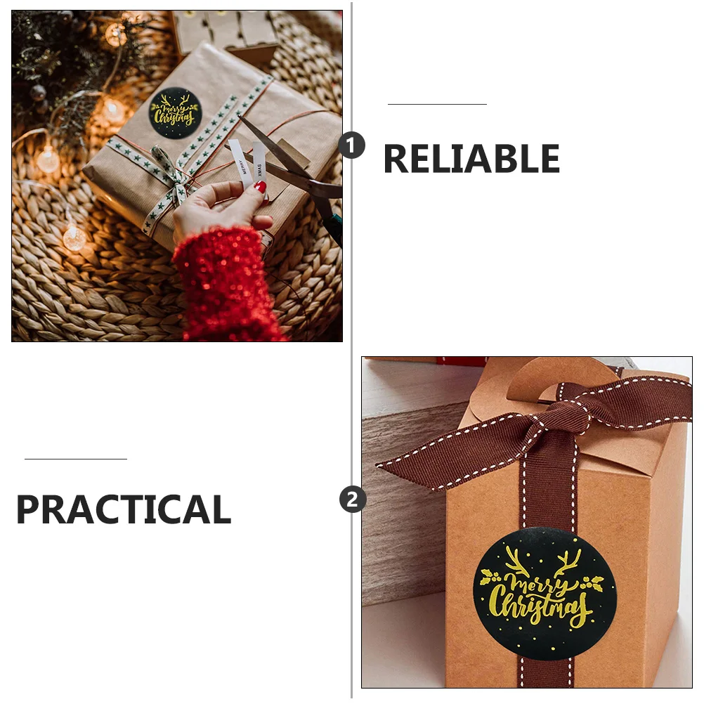 

2 Rolls Christmas Gift Sealing Gold Foil Bag Decals Party For Envelopes Wrapping Crafts Label Seal Stickers Holiday Packaging