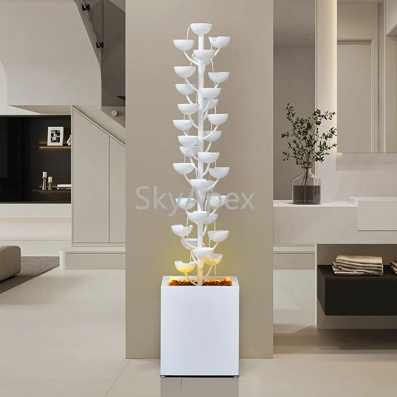 Modern Light Luxury Wrought Iron Floor  Fountain - Quiet Running Water Humidifier for Living Room  TV  Cabinet  Home  Decoration