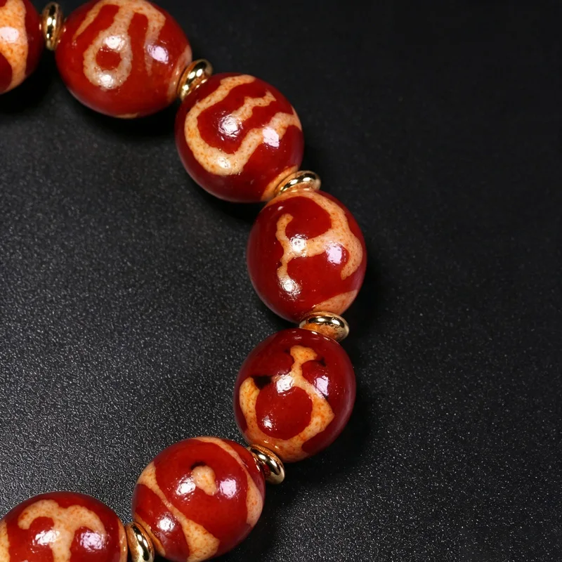 Red Beads Polished To A Lustrous Sheen Agate Chalcedony Multi-Bead Bracelet And Drop Available