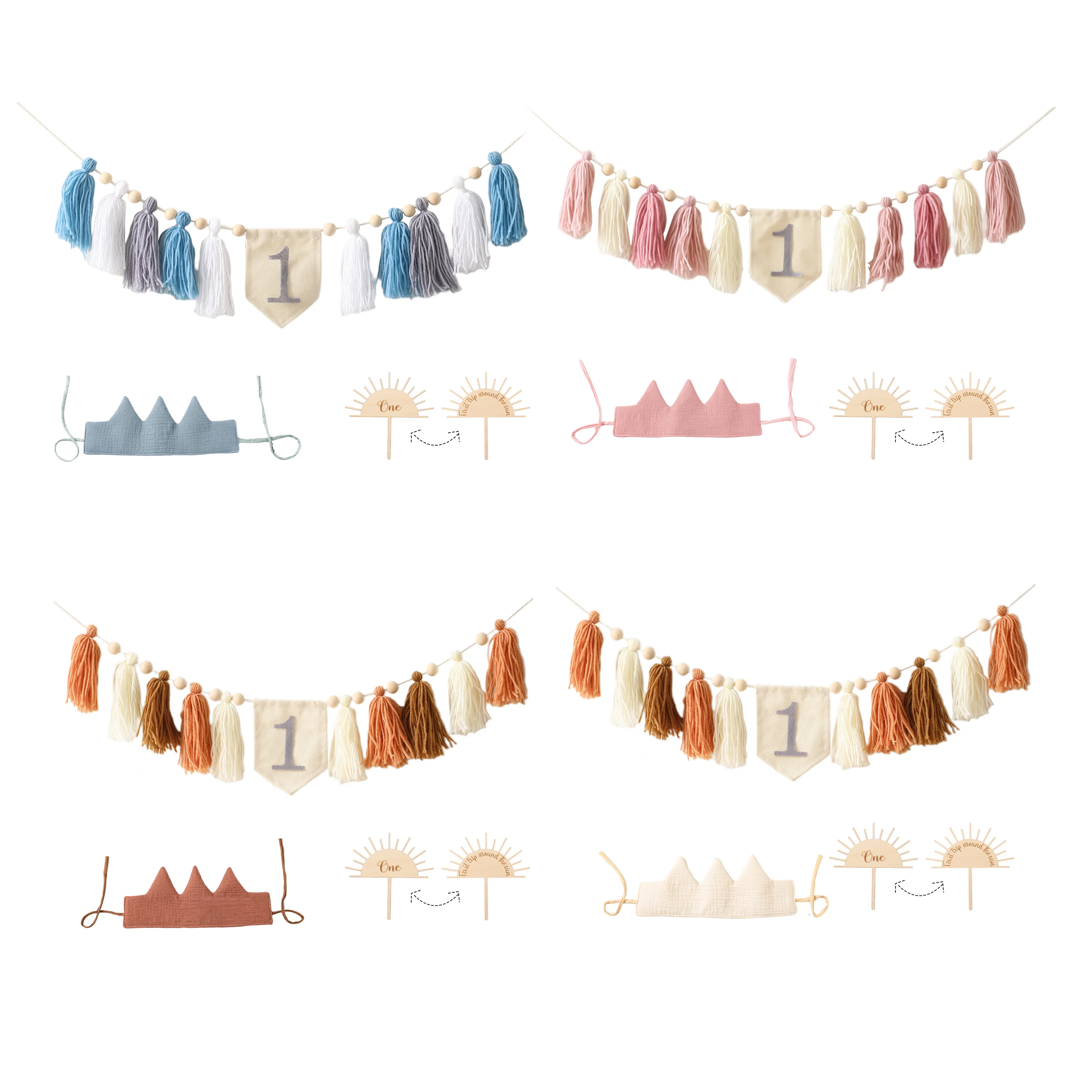 Let’s Make Happy Birthday Banner Cap Monument Sets For Baby My 1st One Year Paper Garland Bunting Supplies Party Decoration