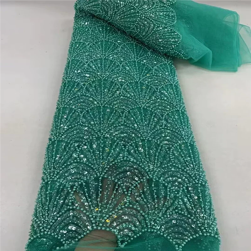 5yard soft mesh fabric Shell shaped bead tube sequin embroidery telas con bordado Wedding Dress cheongsam fabrics for clothing