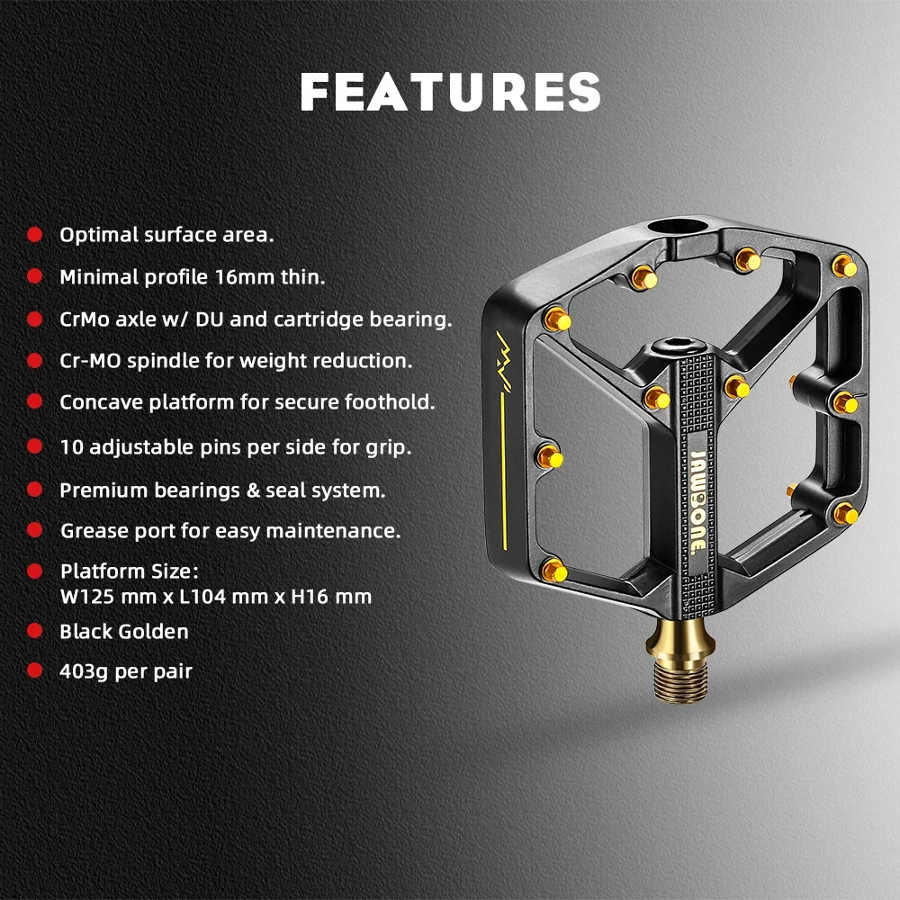 Jawbone 2023 MTB Pedals Bicycle Flat Pedals Ultralight Aluminum 9/16\