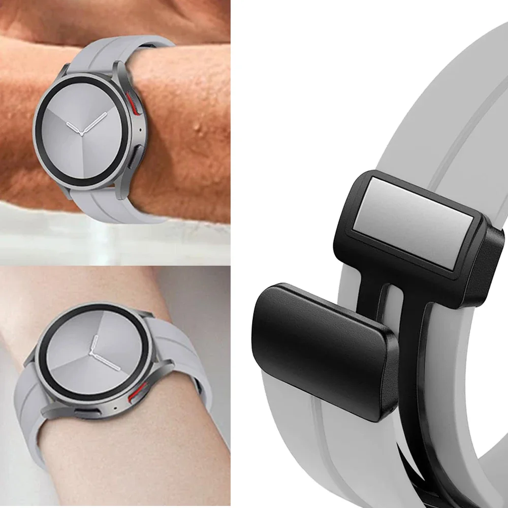 

Ремешок 20 мм 22 мм для Samsung Galaxy watch 7/6/4/5 pro/классический спортивный силиконовый магнитный ремешок Huawei Xiaomi Amazfit Garmin браслет