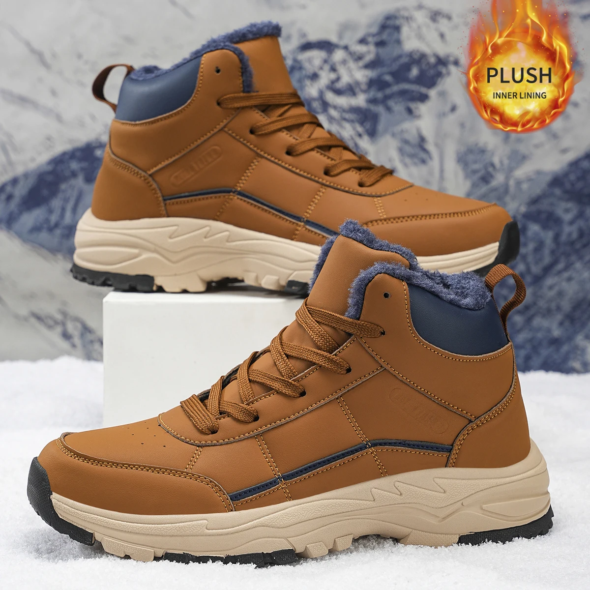 Herren-Sportschuhe in großen Größen mit Plüsch-Innenfutter, Outdoor-Wanderschuhe, bequeme, lässige, modische Trainingsschuhe für Paare – Detail 9