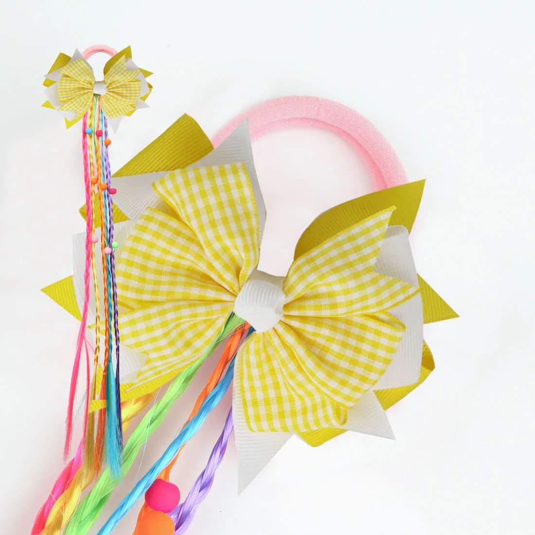 NEW Plaid Bows 4INCH School Hair Bows First Day Gingham Ribbon Stacked Bow Hair Clip Hairpin For Baby Girl Accessories