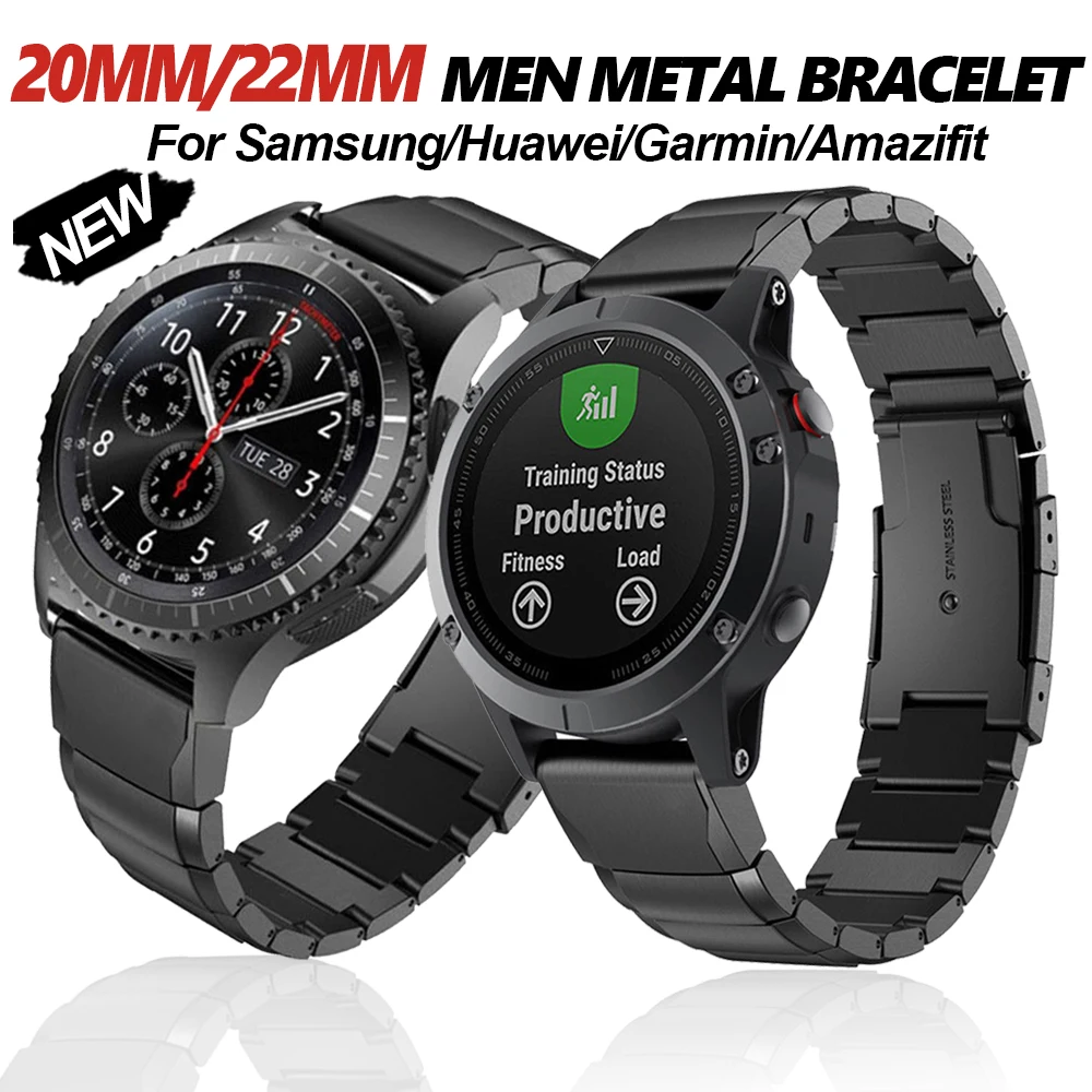 

20/22mm Stainless Steel Band Strap For Huawei GT5 Pro 46mm Ultimate Men Bracelet For Samsung Galaxy7 6 5 44mm 40mm Amazfit Strap