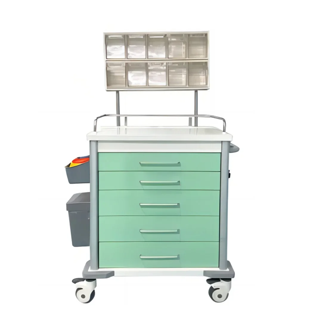 

Multifunction ABS Plastic Medical Medicine Drug Emergency cart Hospital Anaesthesia Trolley for sale